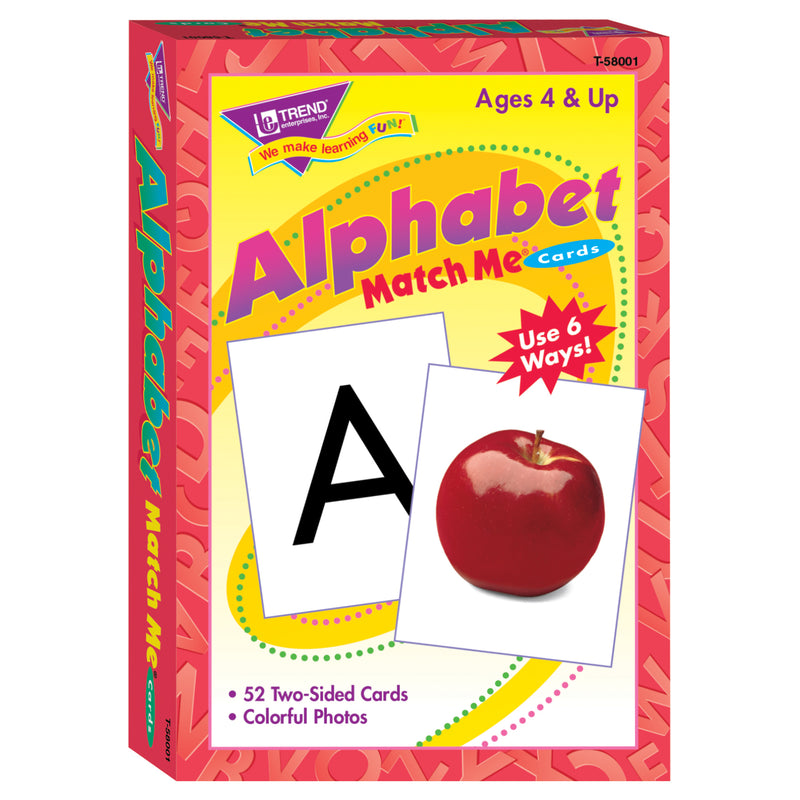 (6 Ea) Match Me Cards Alphabet 52 Per Bx 2-sided Cards Ages 4&up