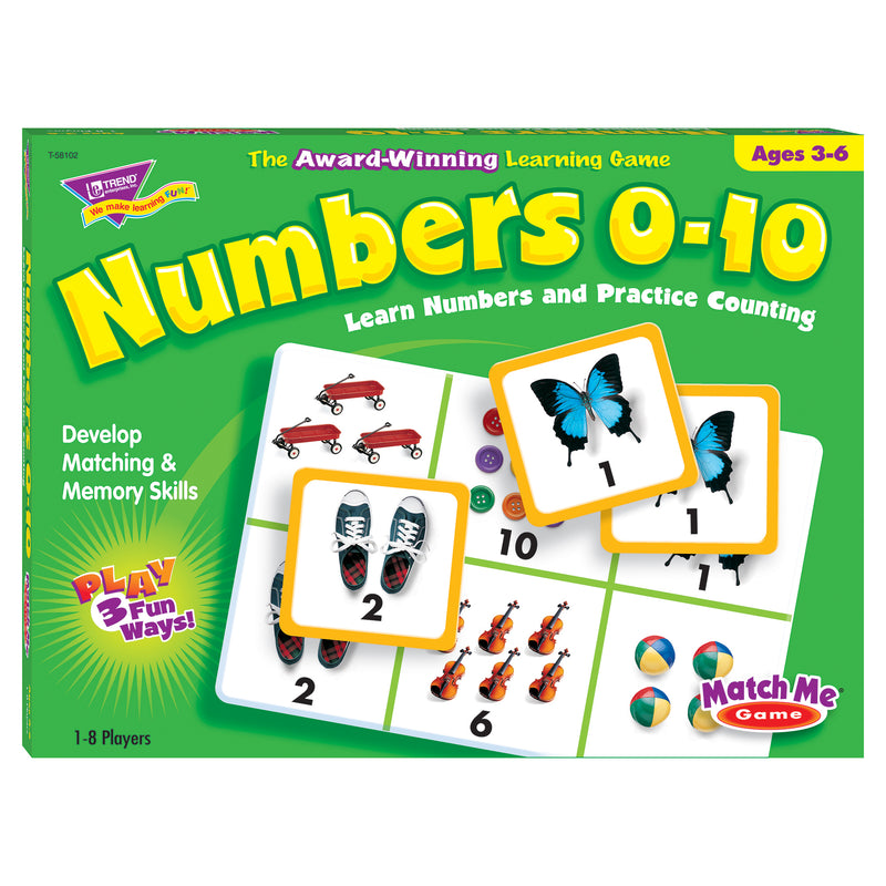 Match Me Game Numbers Ages 3 & Up 1-8 Players