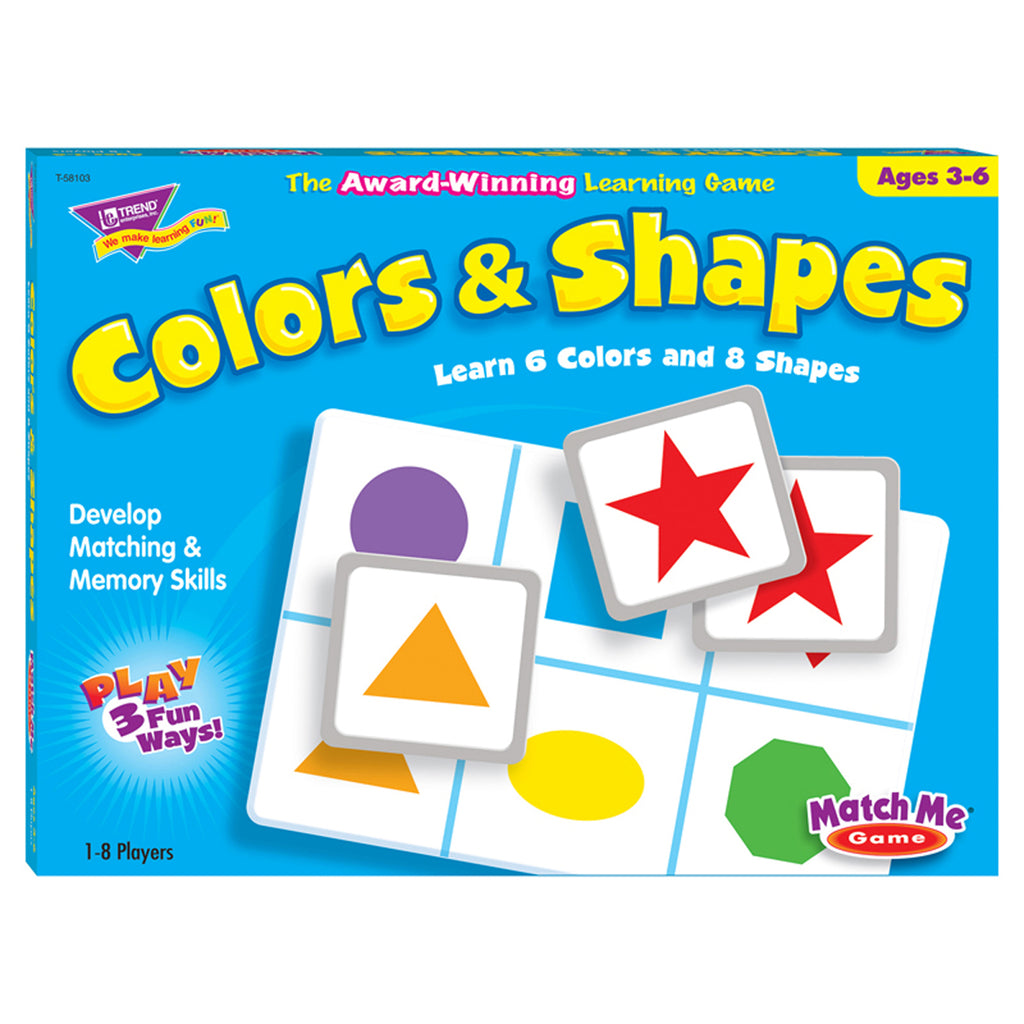 Match Me Game Colors & Shapes Ages 3 & Up 1-8 Players