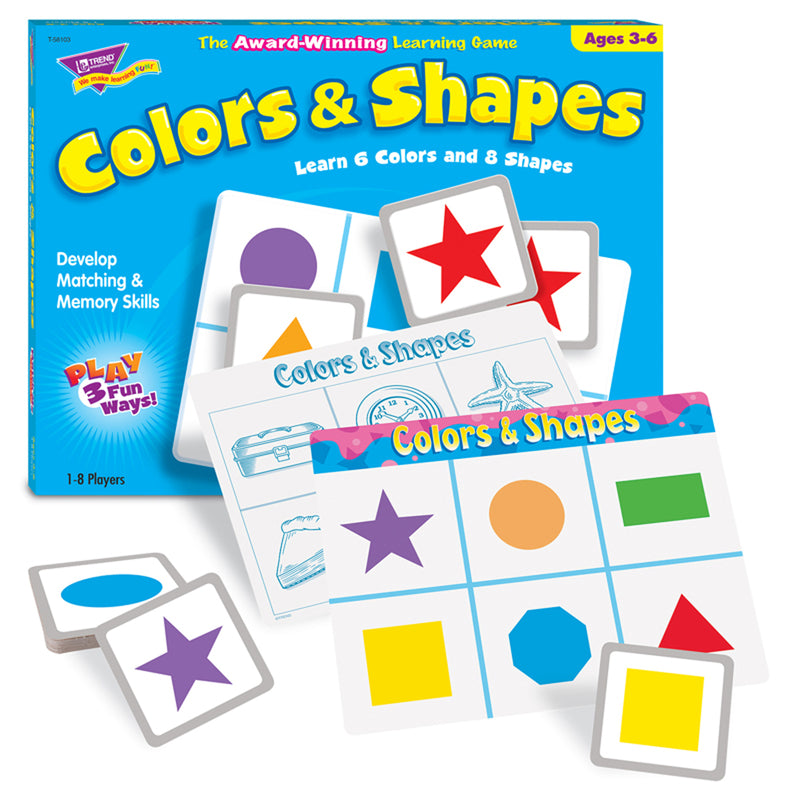 Match Me Game Colors & Shapes Ages 3 & Up 1-8 Players