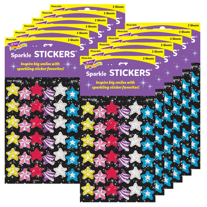 (12 Pk) Sparkle Stickers Star Brights