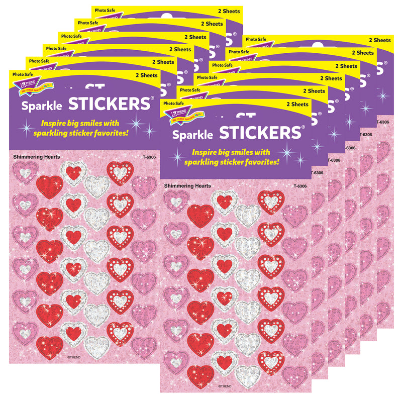 (12 Pk) Sparkle Stickers Shimmering Hearts