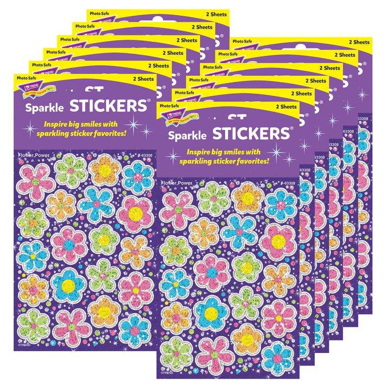 (12 Pk) Sparkle Stickers Flower Power