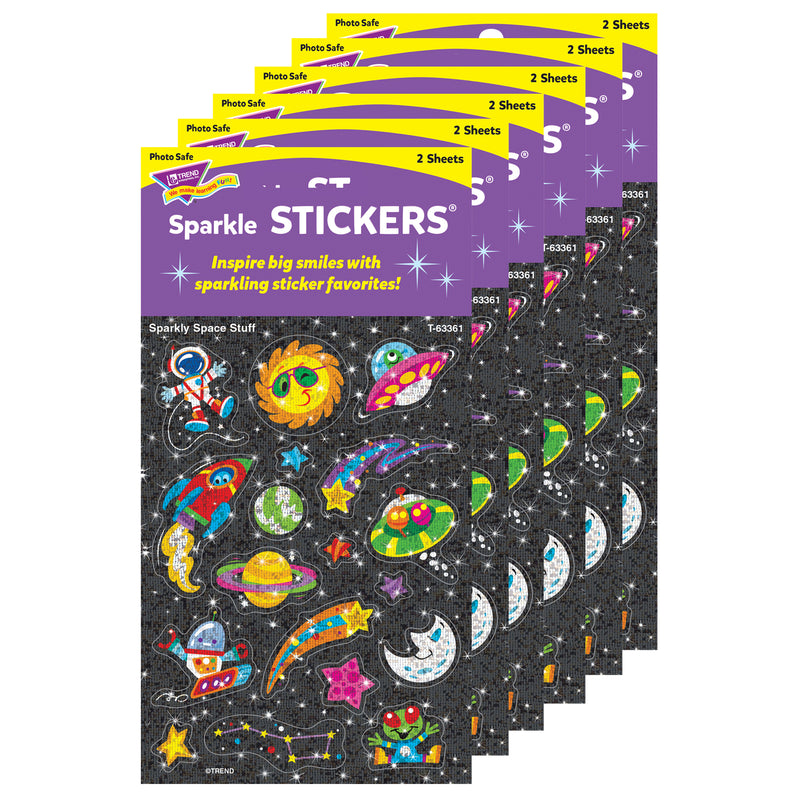 (6 Pk) Sparkly Space Stuff Sparkle Stickrs 36 Ct