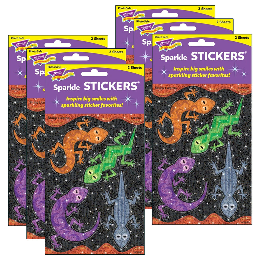 (6 Pk) Shiny Lizards Large Sparkle Stickrs 8 Ct