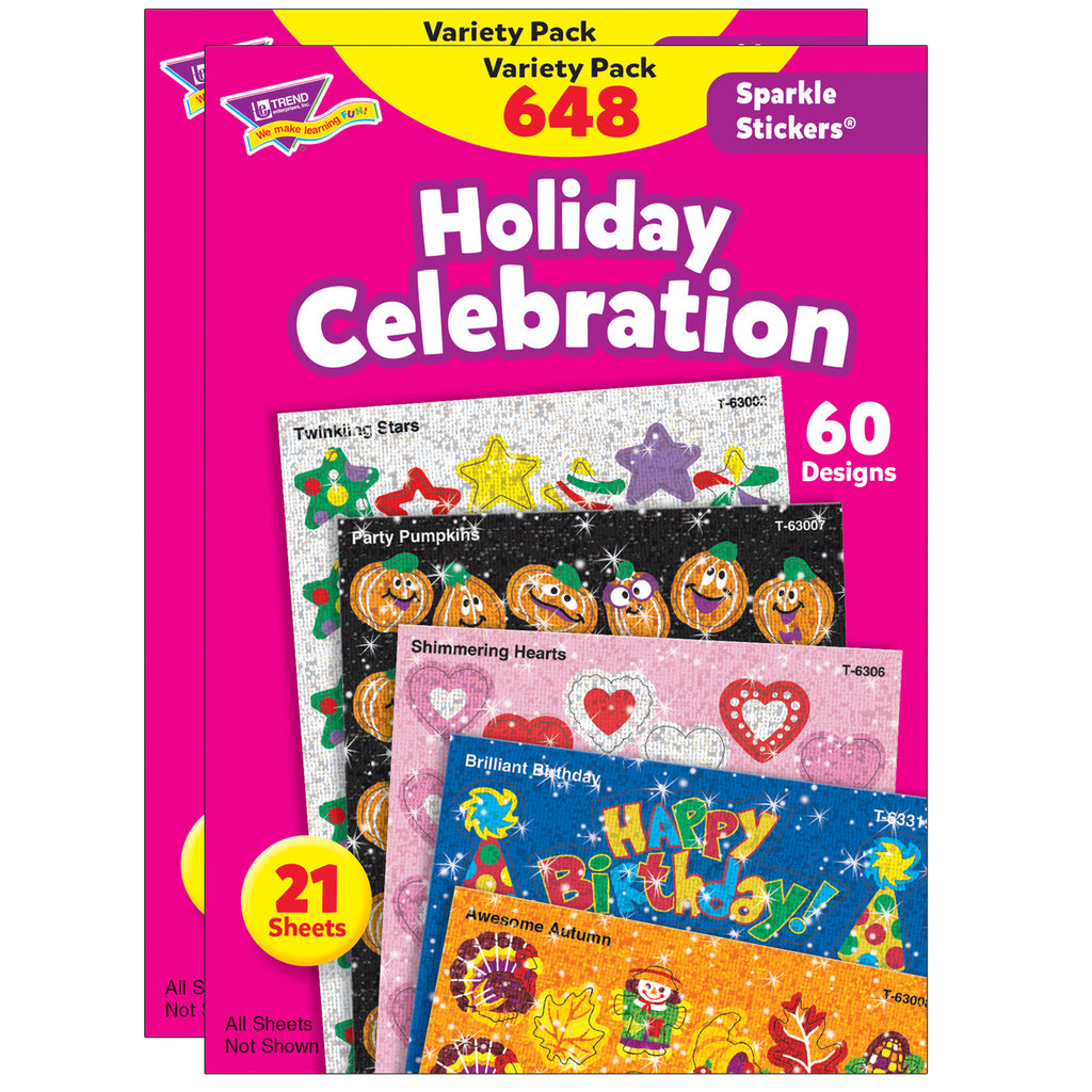 (2 Pk) Holiday Celebration Sparkle Stickers