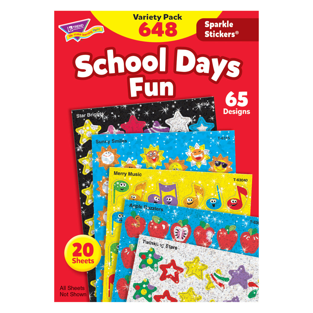 (2 Pk) Sparkle Stickers Variety Pk School Days