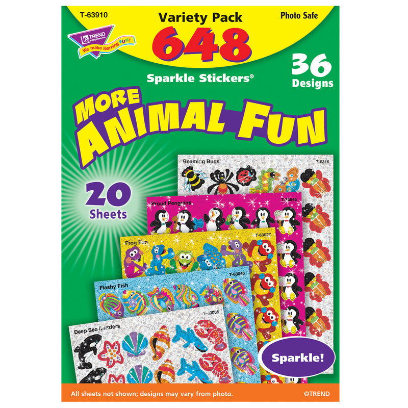 (2 Pk) Animal Fun Sparkle Stcker Var Pk 656ct