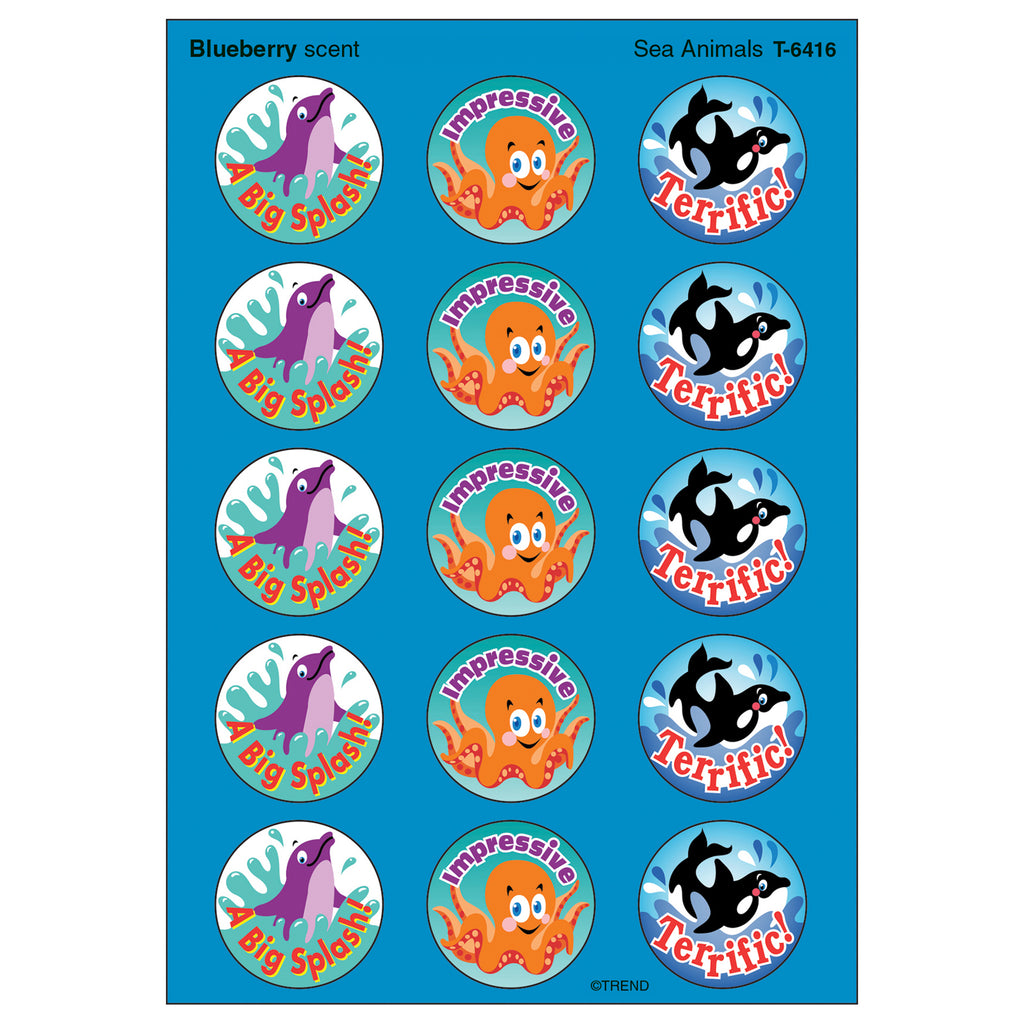 (6 Pk) Stinky Stickers Sea Animals 60 Per Pk Acid-free Blueberry