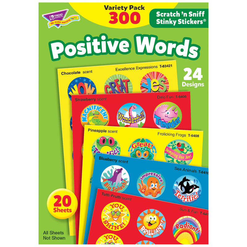 (3 Pk) Stinky Stickers Positive Words Acid-free Variety 300 Per Pk