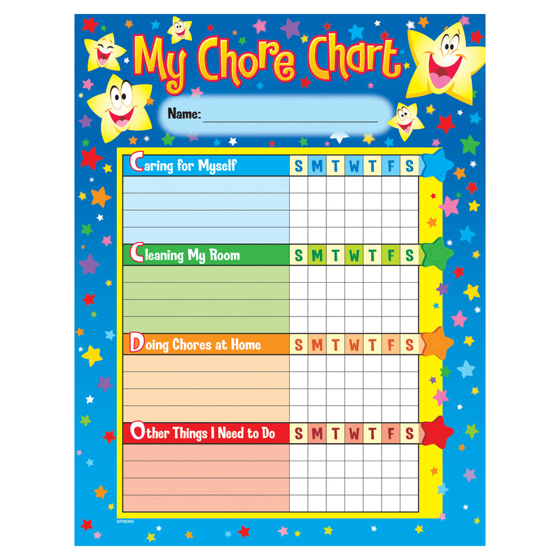 (3 Pk) Chore Charts Stars 25 Per Pk 8.5x11