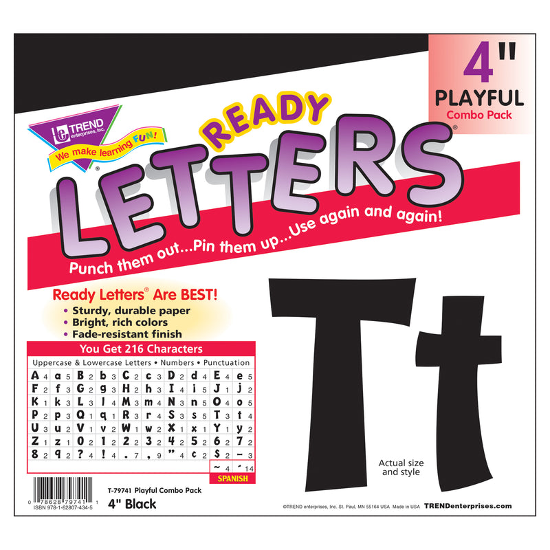 Ready Letter 4 Inch Playful Black Uppercase & Lowercase Combo