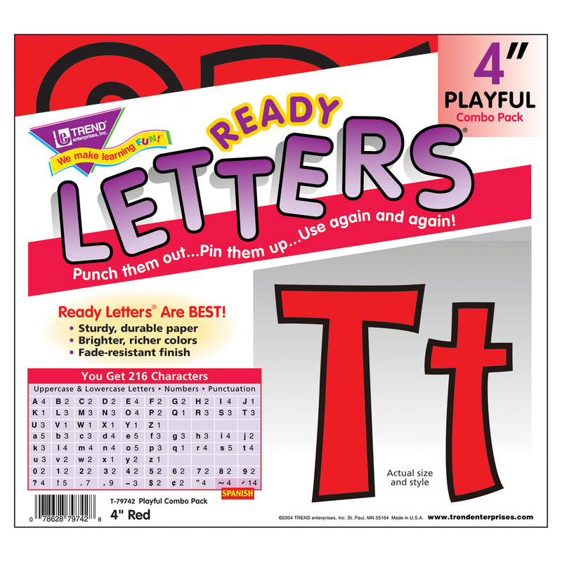 Ready Letter 4 Inch Playful Red Uppercase & Lowercase Combo