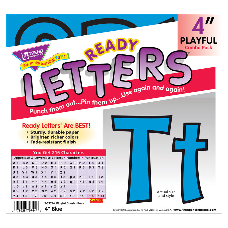 Ready Letter 4 Inch Playful Blue Uppercase & Lowercase Combo