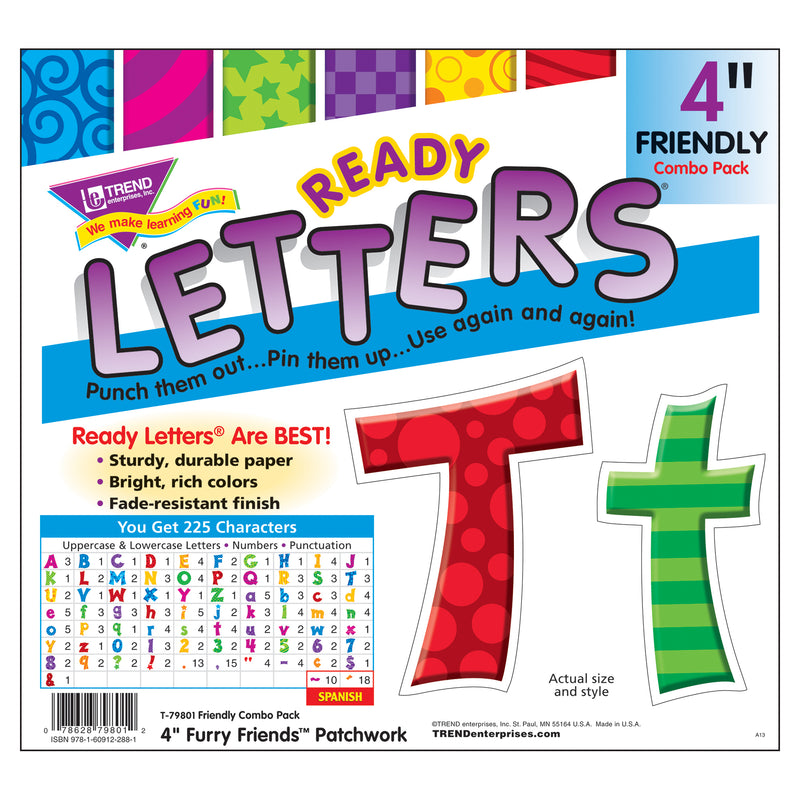 Friendly 4in Furry Friend Patchwork Uppercase-lowercase Combo Pack