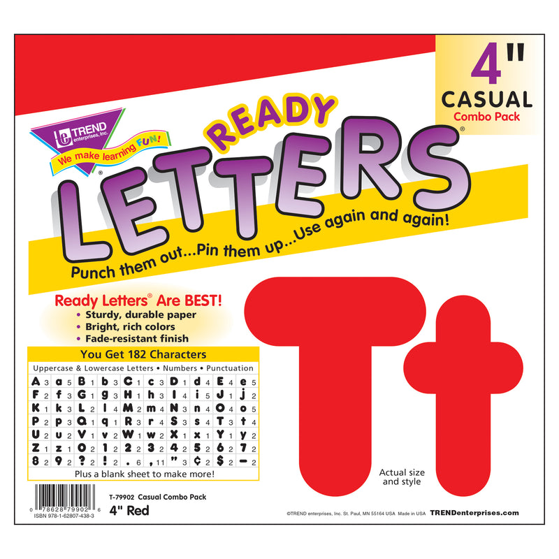 Ready Letter 4 Inch Casual Red Uppercase & Lowercase Combo