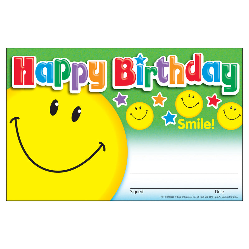 (6 Pk) Awards Happy Birthday Smile