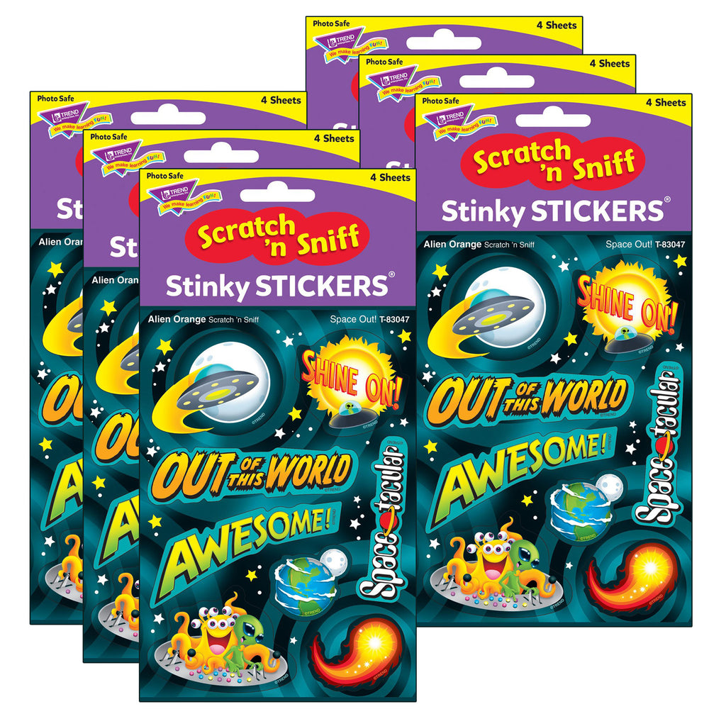 (6 Pk) Space Out-alien Ornge Stickers 32ct