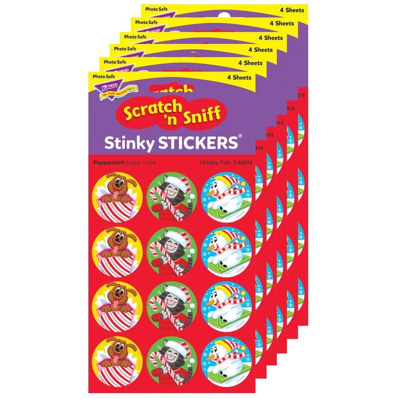 (6 Pk) Holiday Pals-peppermint Stinky Stickers