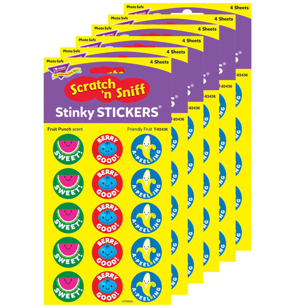 (6 Pk) Friendly Fruit Stinky Stckrs Lg