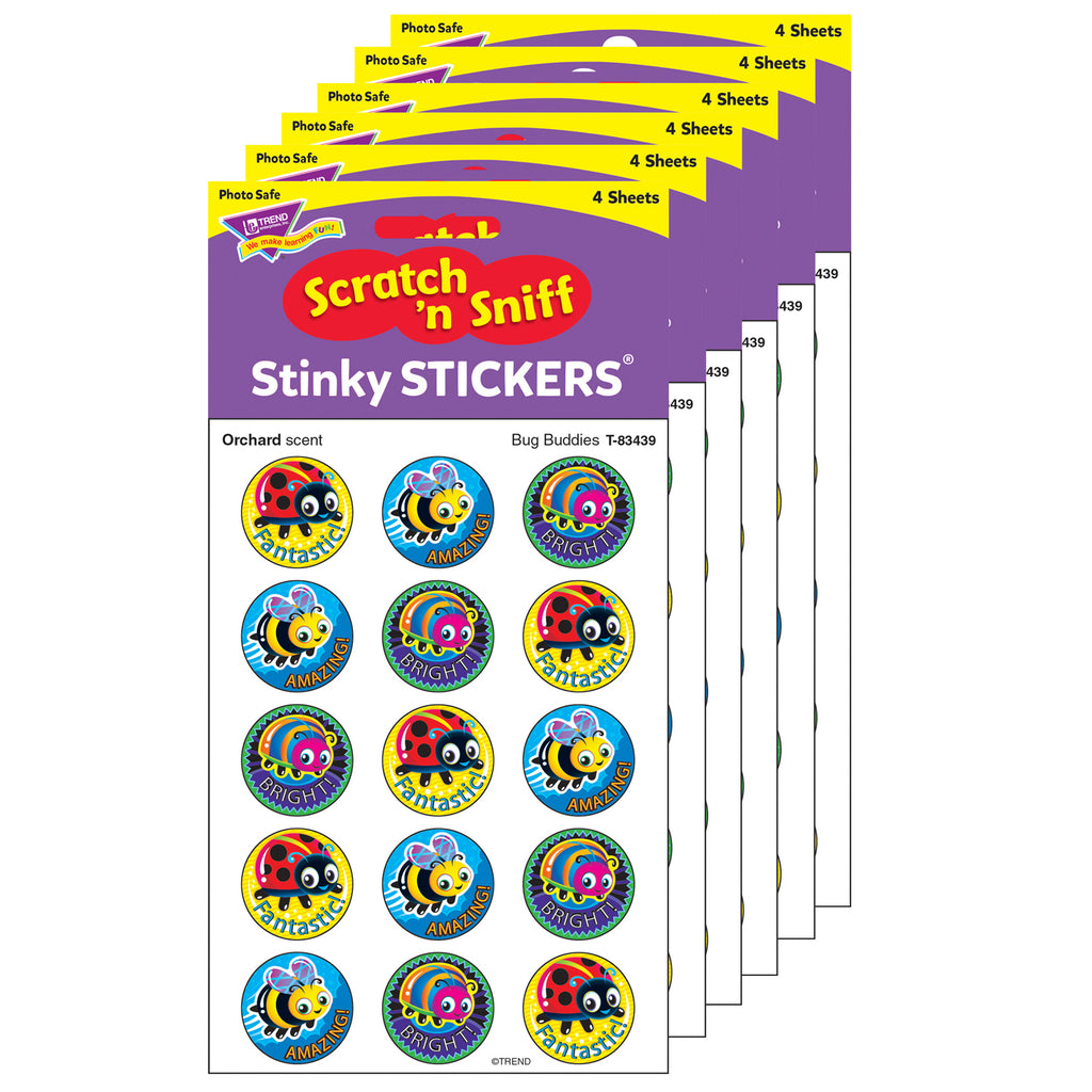 (6 Pk) Bug Buddies Stinky Stickers Large