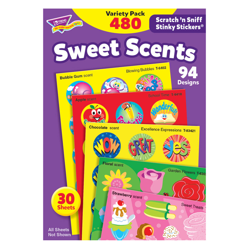 (2 Pk) Stinky Stickers Sweet Shapes 456 Pr Super Saver Pk Acid-free