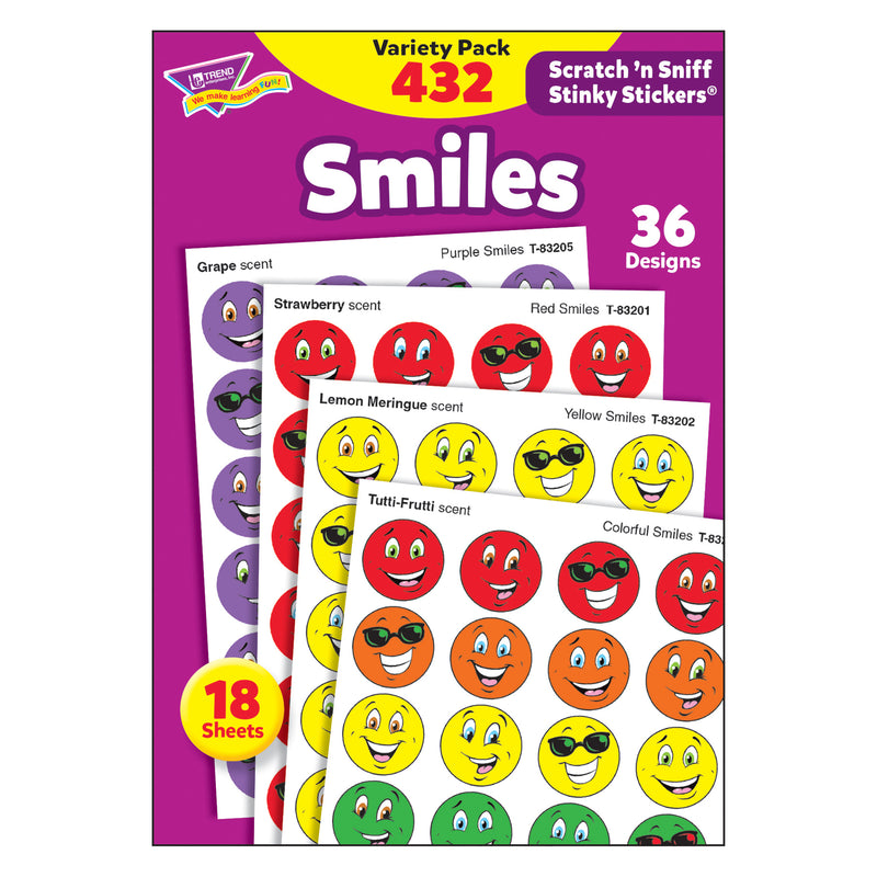 (3 Pk) Stinky Stickers Smiles 432 Per Variety Pk Acid-free