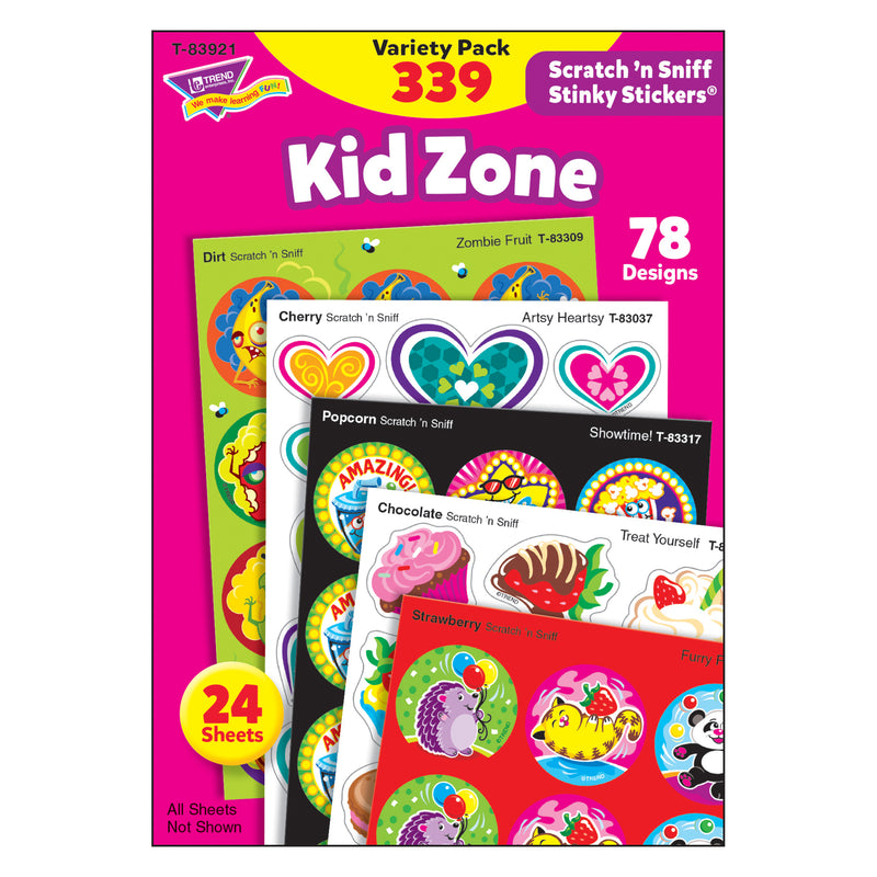 (2 Pk) Kid Zone Stinky Stickers Scratch N Sniff Variety Pk