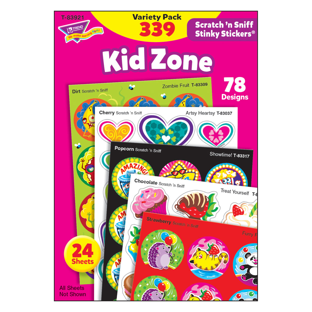 Kid Zone Stinky Stickers Scratch N Sniff Variety Pk