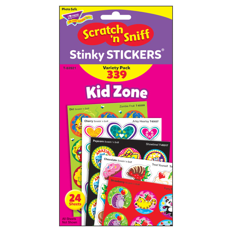 Kid Zone Stinky Stickers Scratch N Sniff Variety Pk