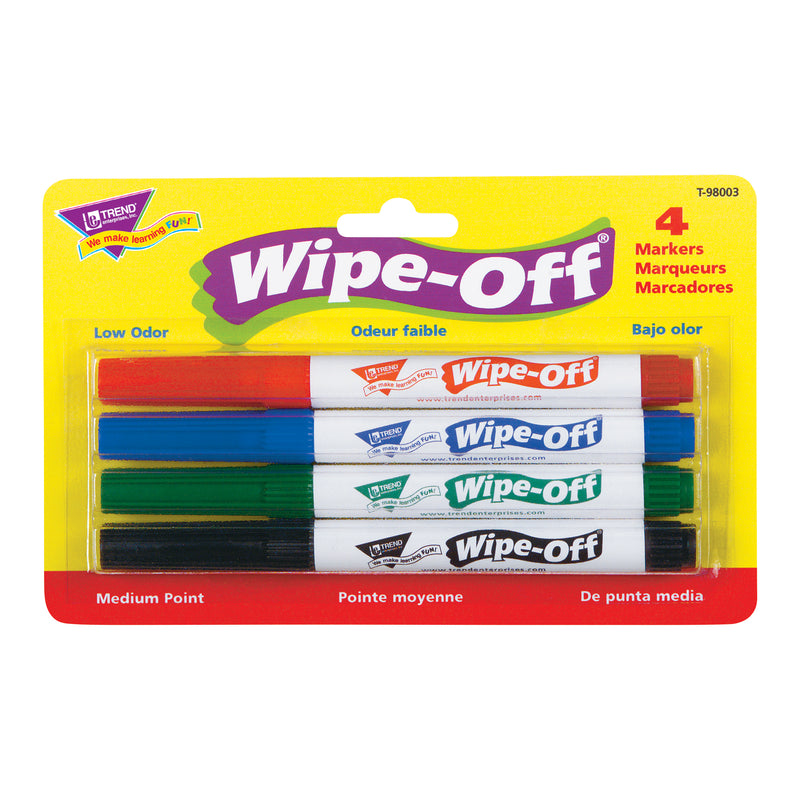 (3 Pk) Wipe Off Marker 4 Standard Colors Per Pk