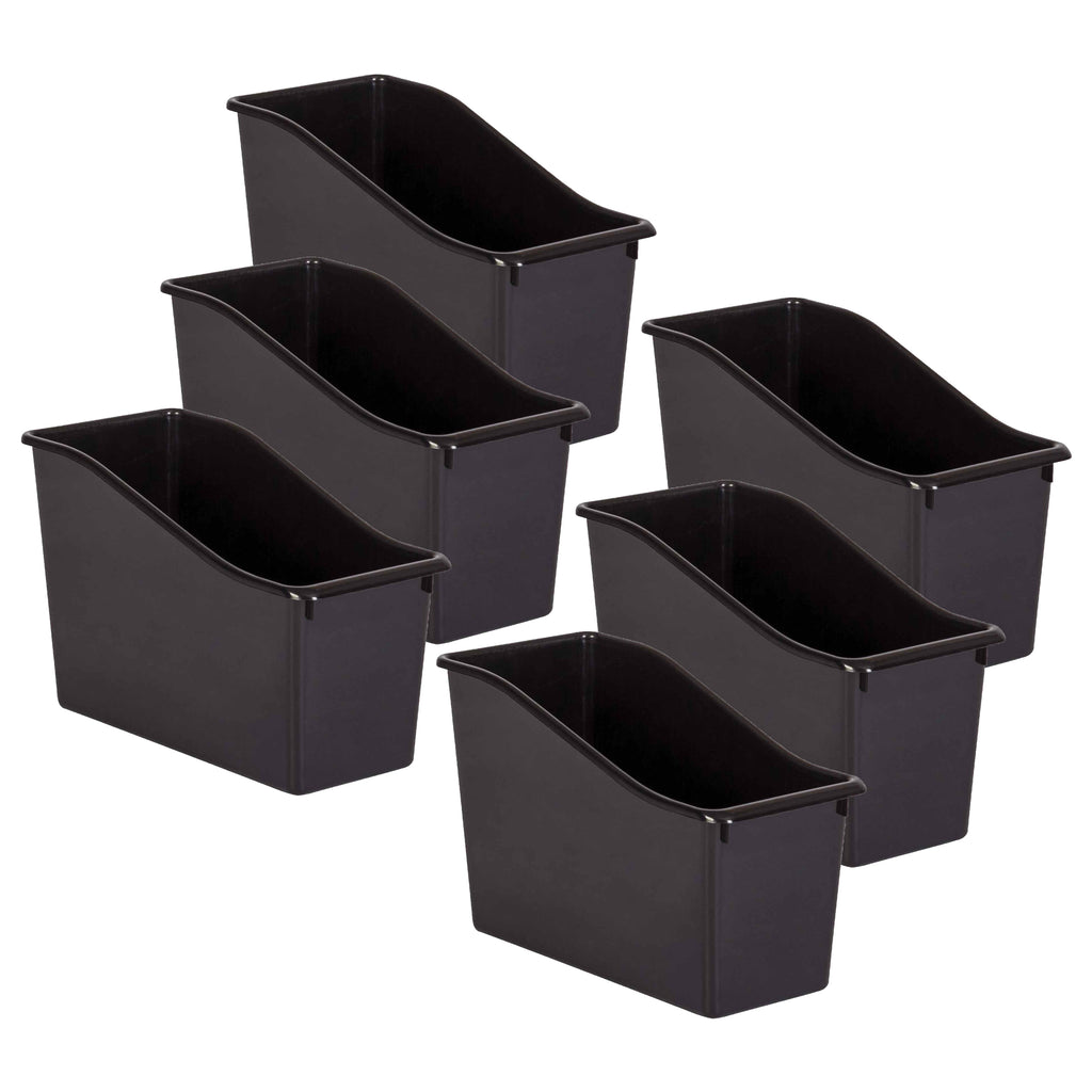 (6 Ea) Black Plastic Book Bin