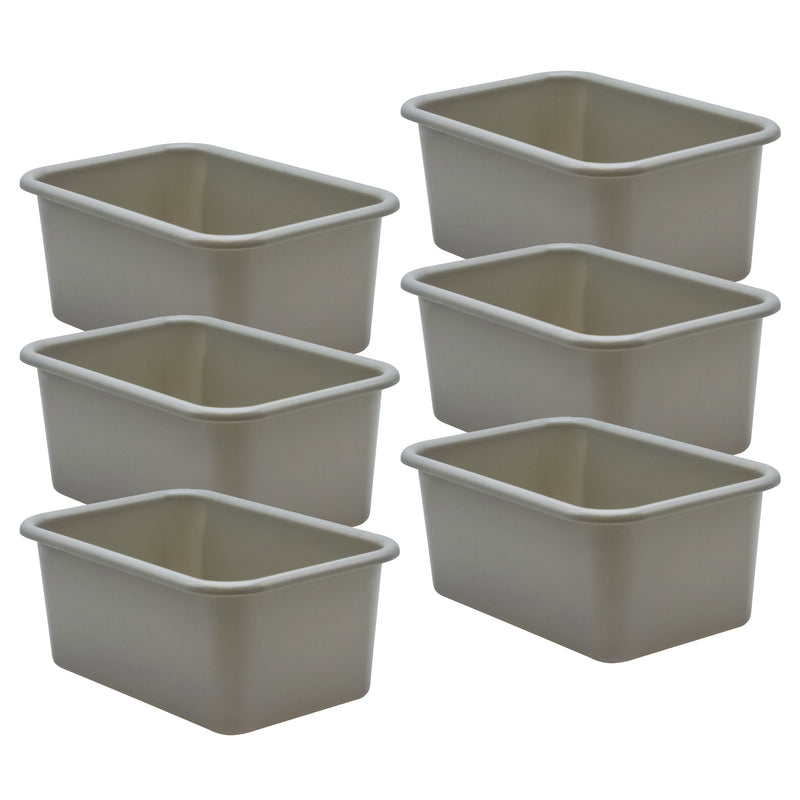 (6 Ea) Gray Small Plastic Storage Bin