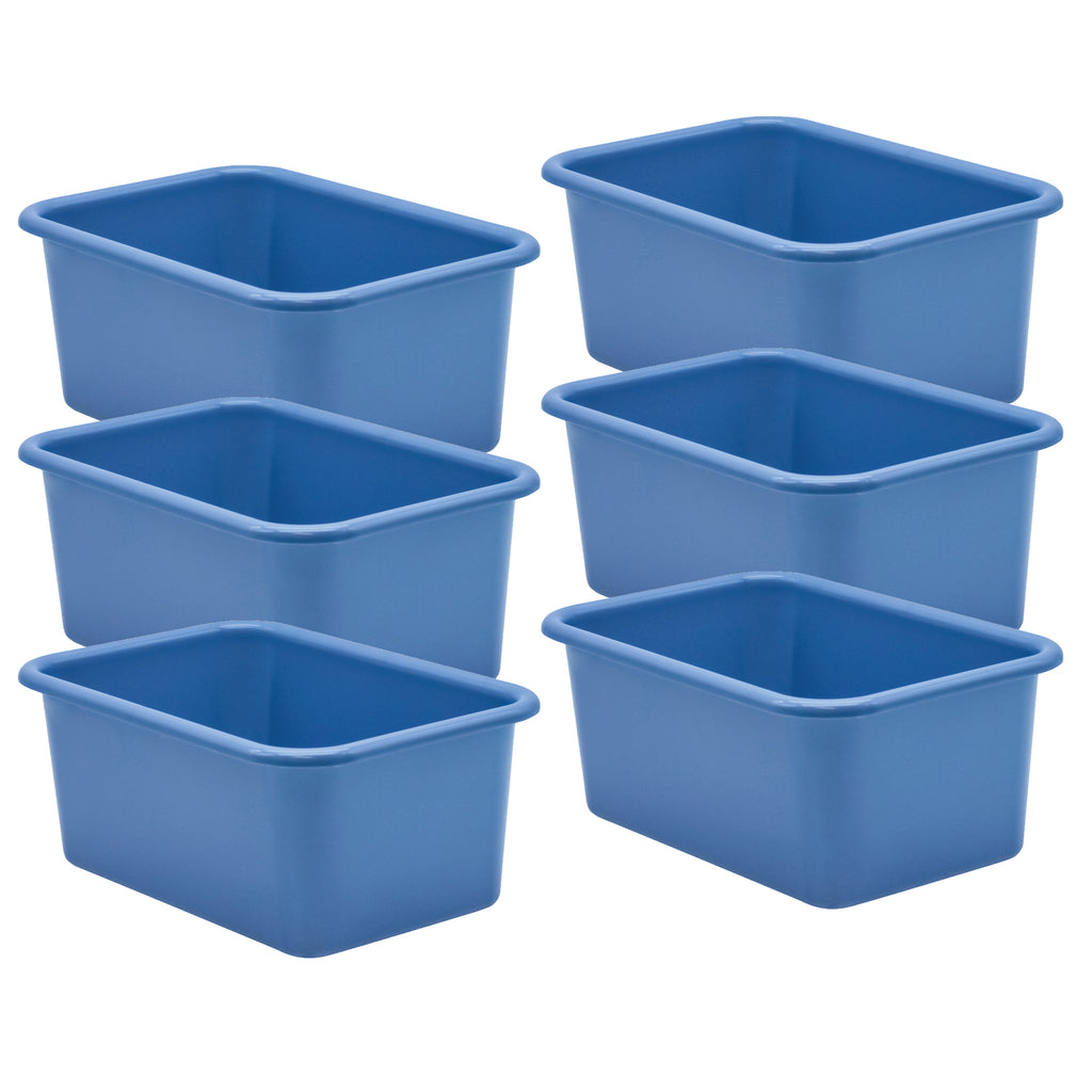 (6 Ea) Slate Blue Smll Plastic Storage Bin