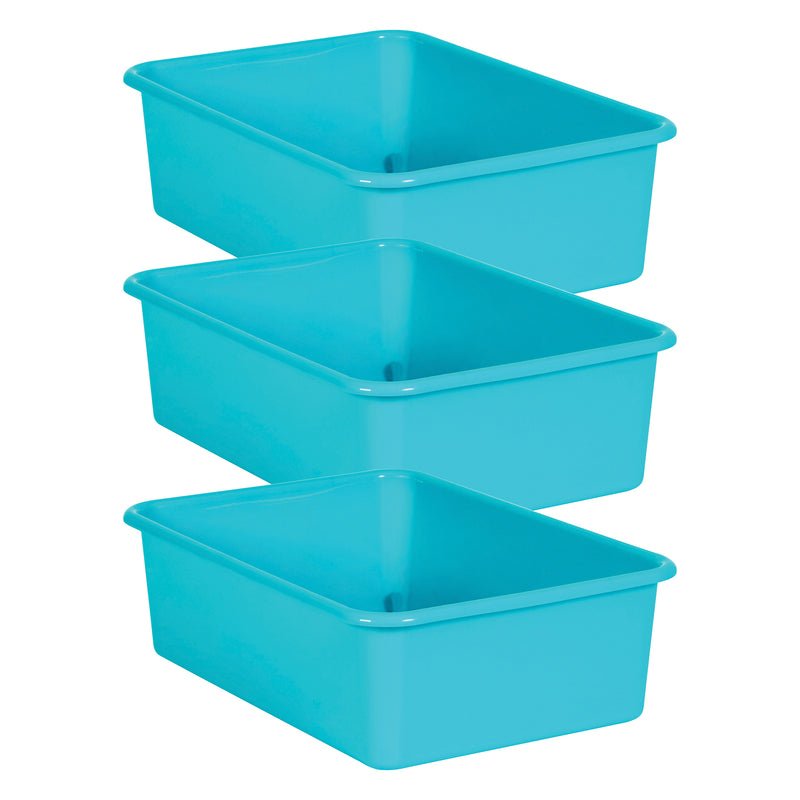 (3 Ea) Teal Large Plastic Storage Bin