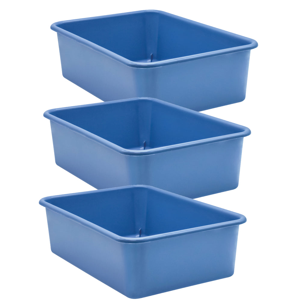 (3 Ea) Slate Blue Large Plastc Storage Bin