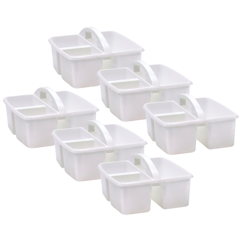 (6 Ea) White Plastic Storage Caddy