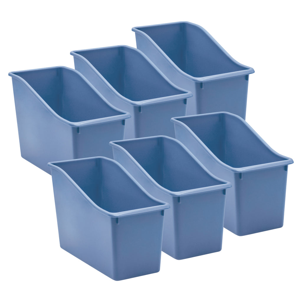 (6 Ea) Slate Blue Plastic Book Bin