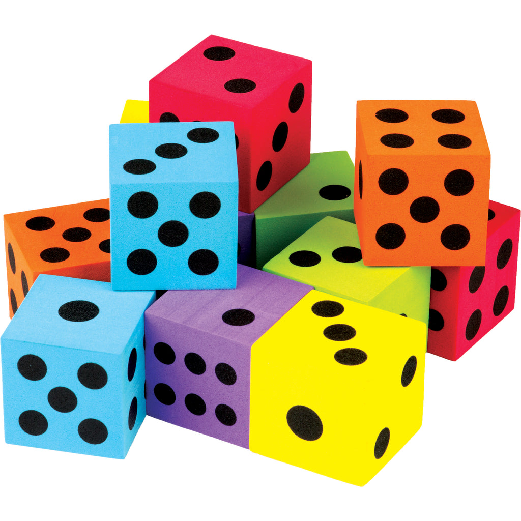 (2 Pk) 12 Pack Foam Colorful Large Dice