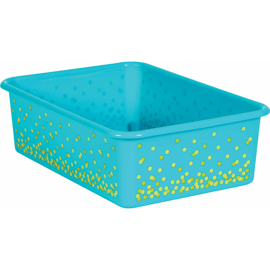 (3 Ea) Teal Confetti Large Plastic Bin