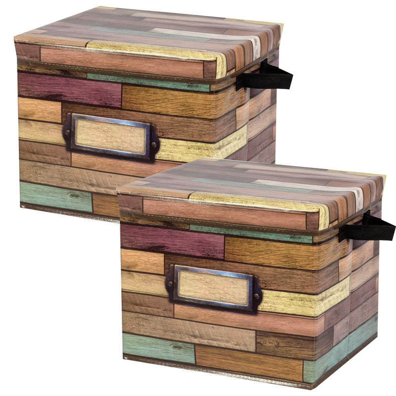Reclaimed Wood Design Storage Box, Pack of 2