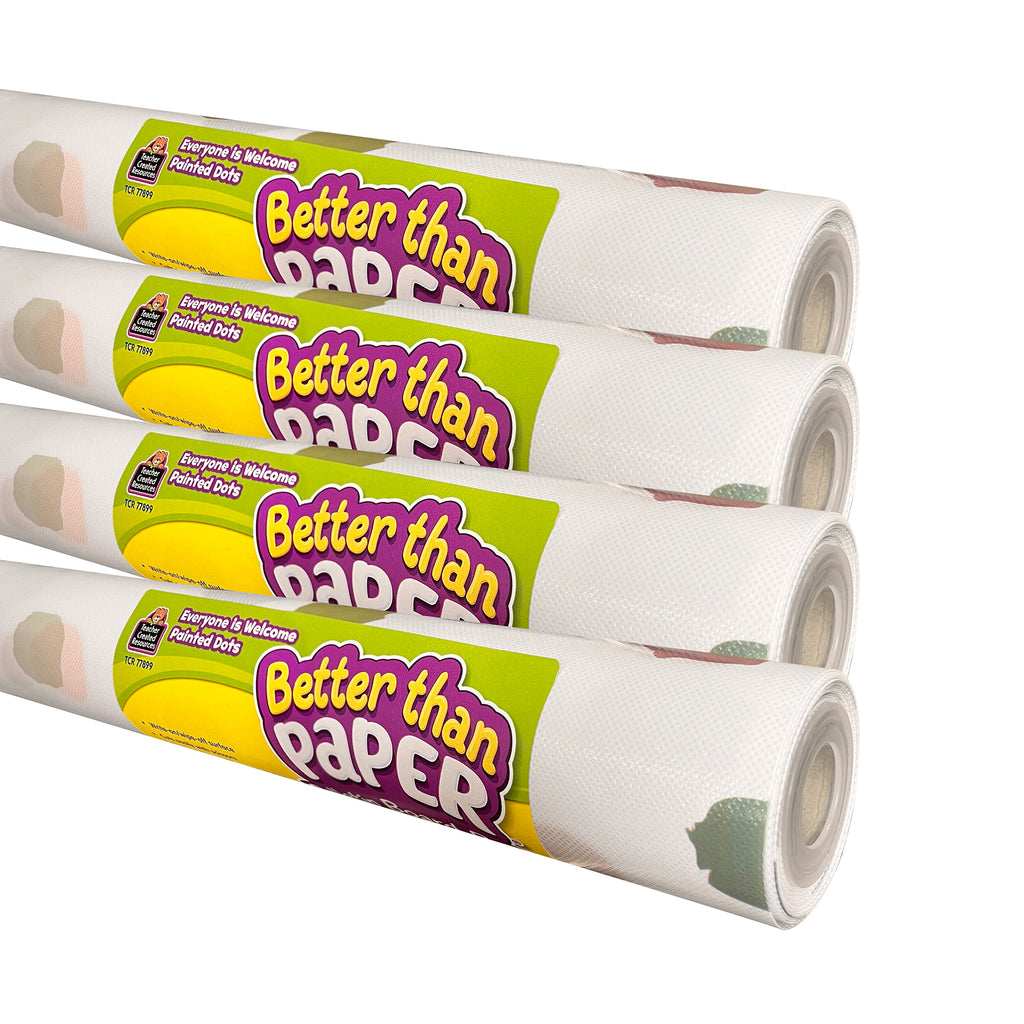 Better Than Paper Bulletin Board Roll, Everyone is Welcome Painted Dots, 4-Pack