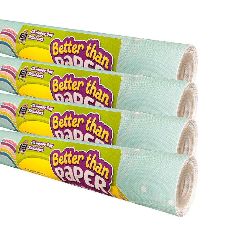 Better Than Paper Bulletin Board Roll, Oh Happy Day Rainbows, 4-Pack