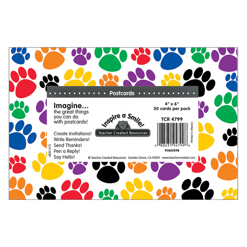 Colorful Paw Prints Postcard
