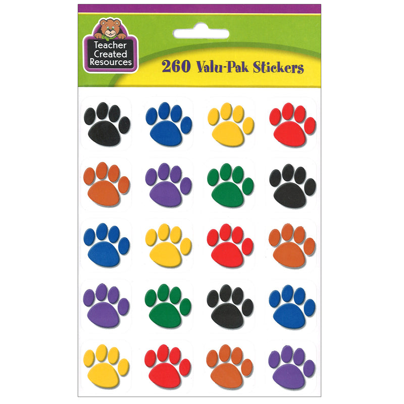 Colorful Paw Print Stickers Value Pack