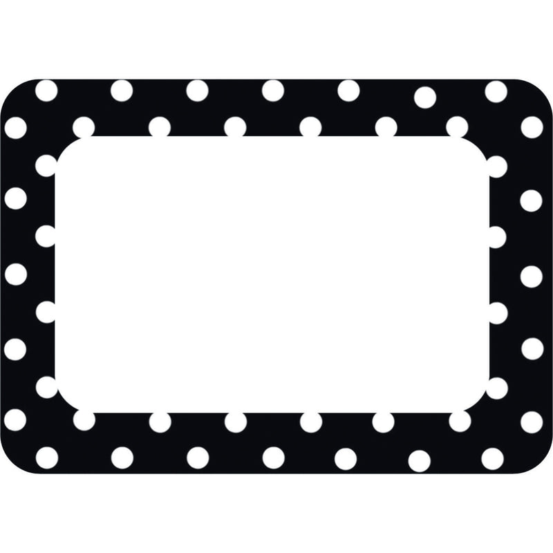 (6 Pk) Black Polka Dots Name Tags