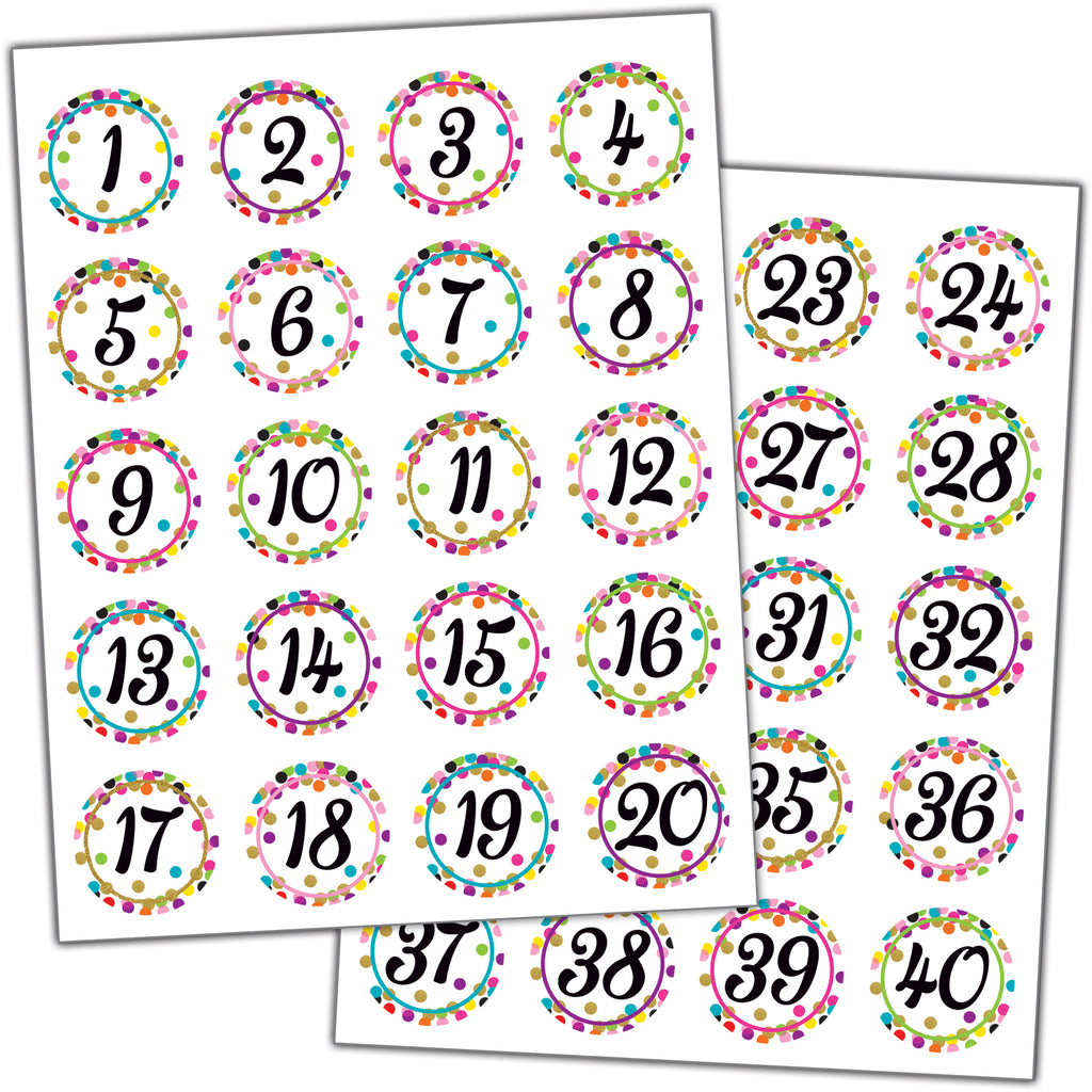 (6 Pk) Confetti Numbers Stickers