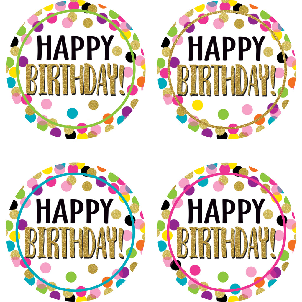 (6 Pk) Confetti Happy Birthday Badges