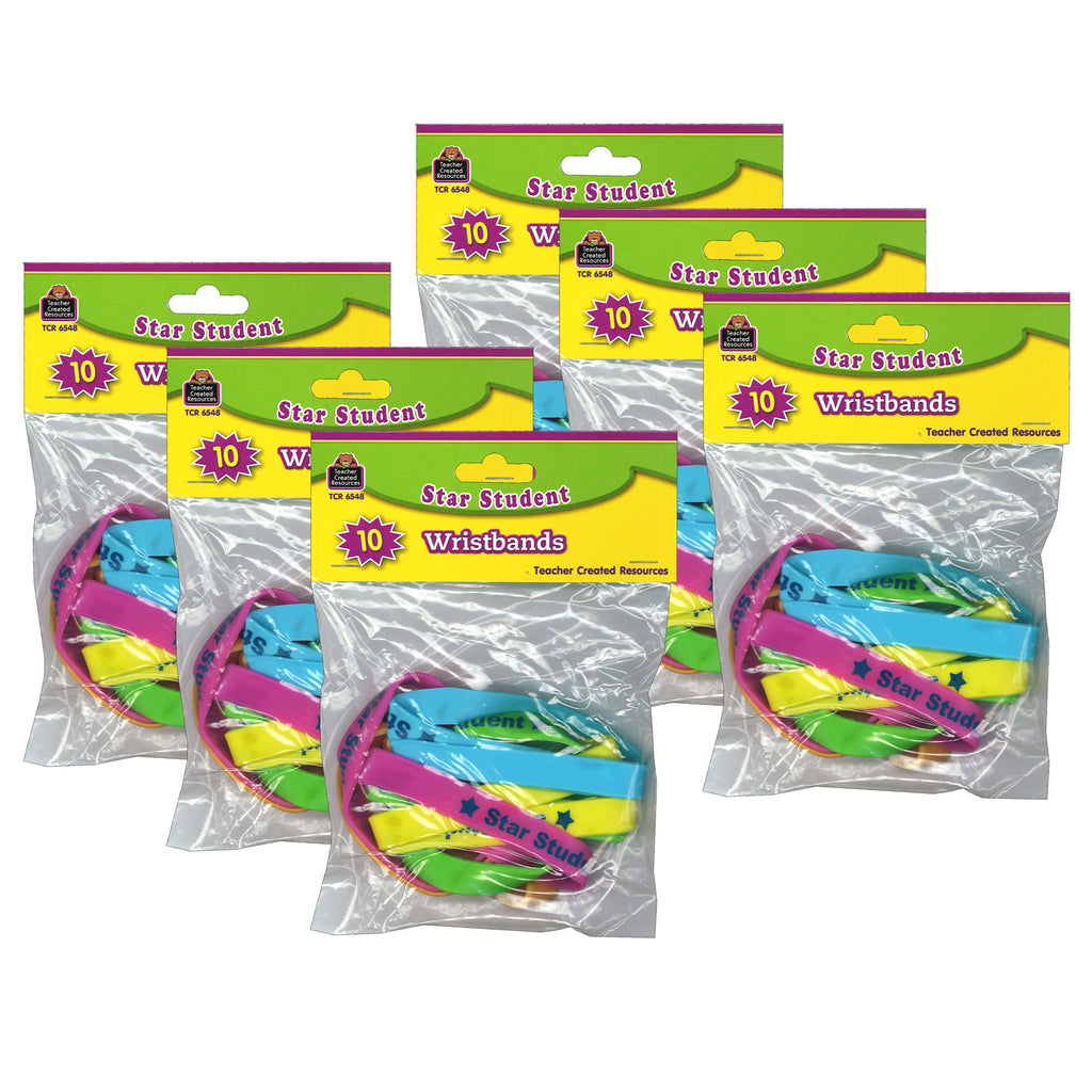 (6 Pk) Star Student Wristbands 10 Per Pk