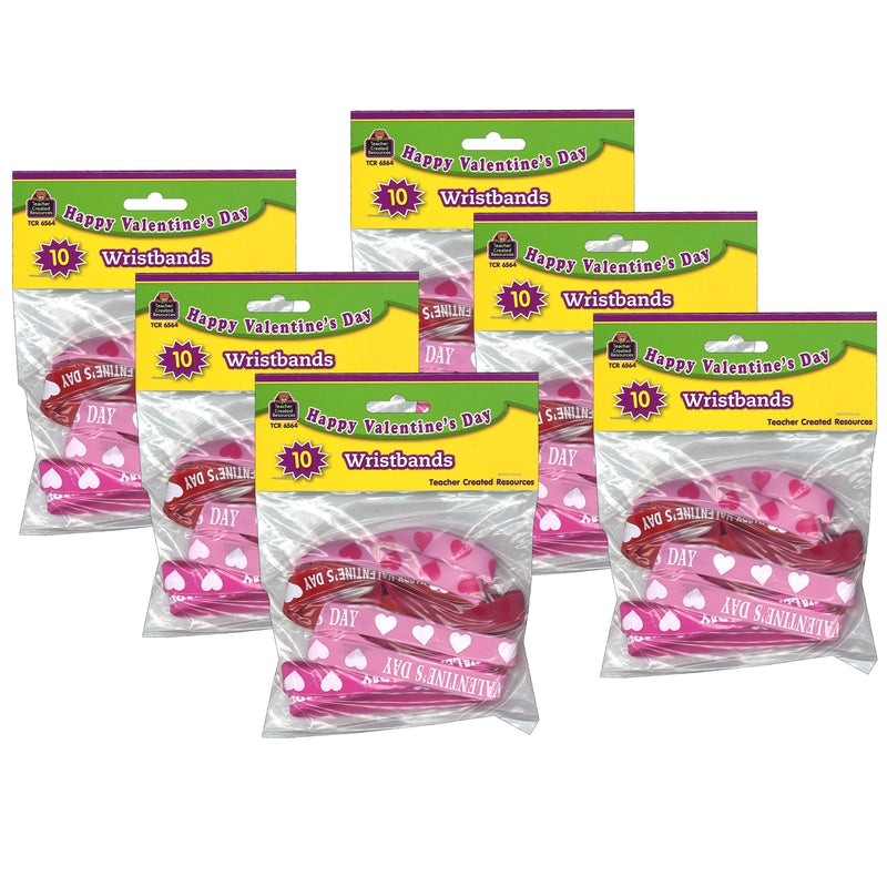 (6 Pk) Happy Valentines Day Wristbands